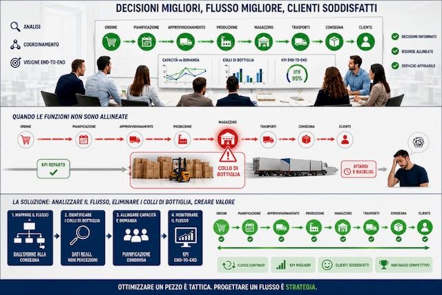 Magazzino logistico congestionato durante un picco ordini causato da una promozione commerciale