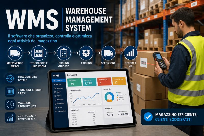 WMS Warehouse Management System per gestione magazzino con barcode e radiofrequenza