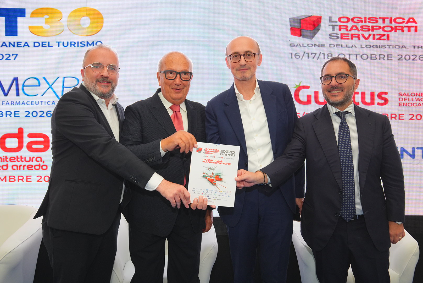 Antonio Iannone, Angioletto de Negri, Mario Casillo e Vincenzo Maraio all’inaugurazione di LTS Expo Napoli 2026