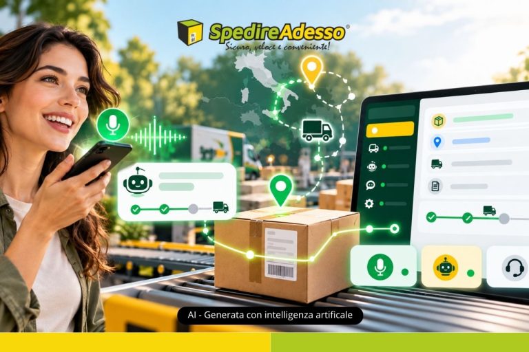 SpedireAdesso: intelligenza artificiale, tracking e assistenza clienti. Immagine generata con AI fornita dall’azienda.