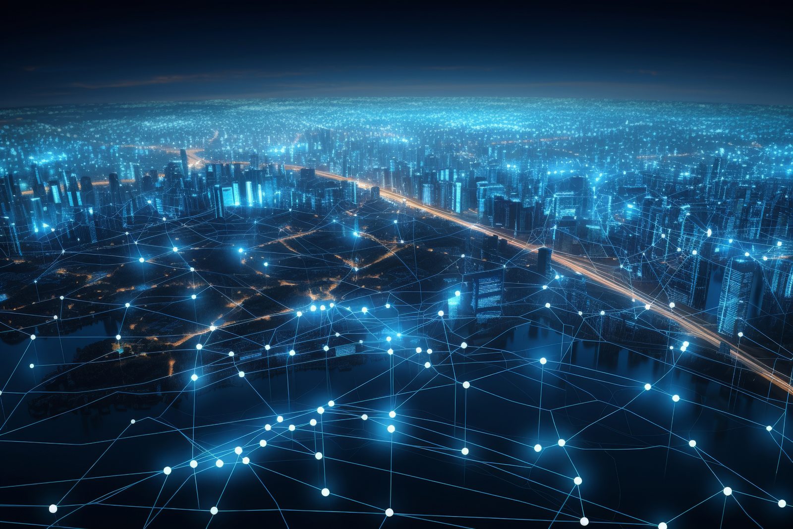 Illustrazione di una città connessa, immagine stampa di Urban Tech 2026